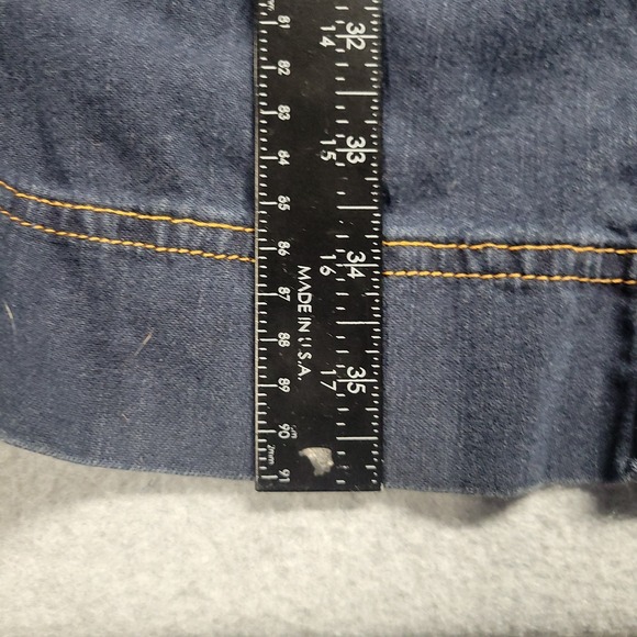 Maeve Anthropologie Womens 2 Dark Blue Denim Button Front Dress Vneck Belted - Picture 4 of 11